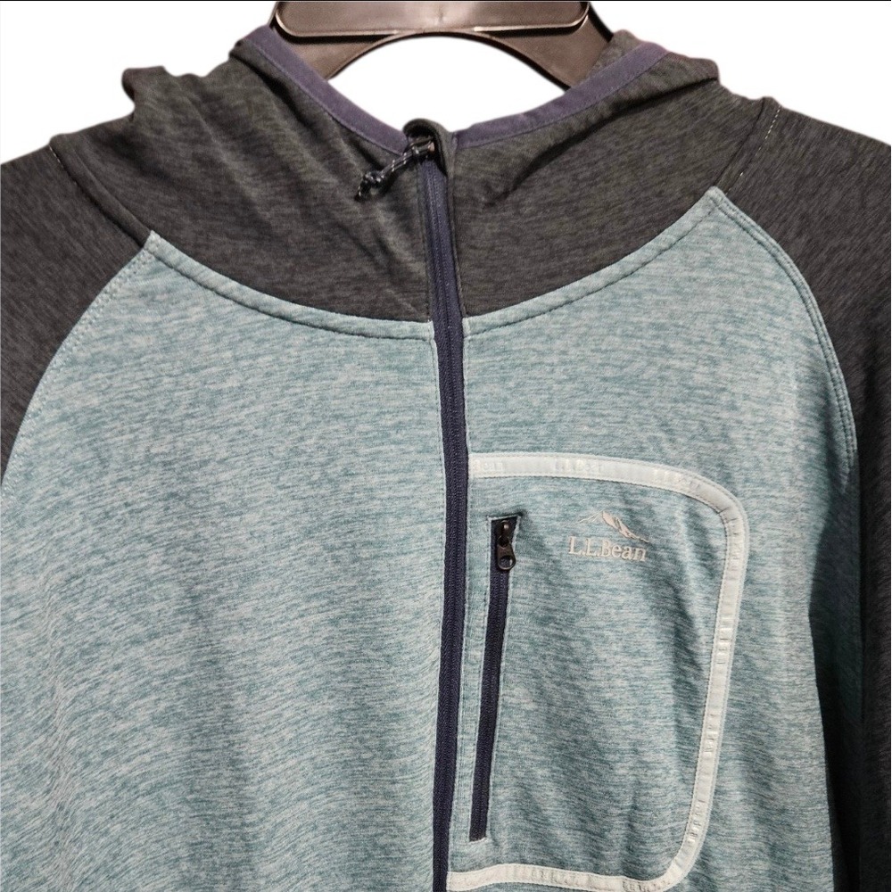 LL Bean Mens Active Quarter Zip Hoodie Blue Gray Heathered XXXL 3XL 521237 - Picture 3 of 8